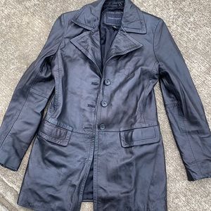Banana Republic black leather coat